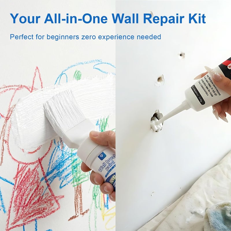 Anirun 2-in-1 Wall Repair Kit, White Paint for Walls, Drywall Wall Patch, Quick Fix for Holes, Cracks, Dents, Covers Stains - Image 3